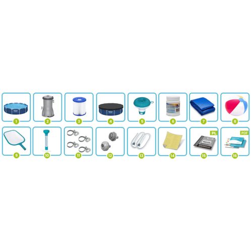 Keretes kerti medence 366 x 76 cm 16 az 1-ben Bestway 56681