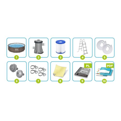 Keretes kerti medence 366 x 100 cm 10 az 1-ben Bestway 56709