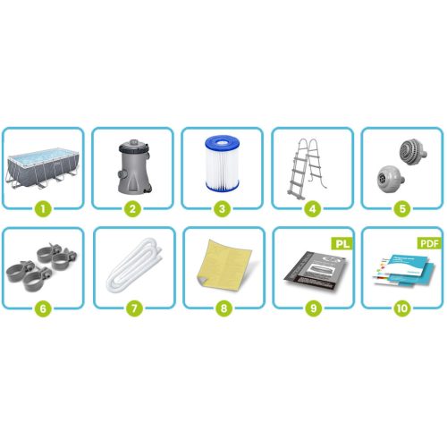 Keretes kerti medence 404 x 201 x 100 cm 11 az 1-ben Bestway 56721