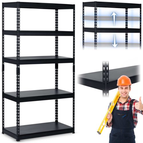 Fém raktári polc 183 x 90 x 45 cm Humberg HR-700 fekete