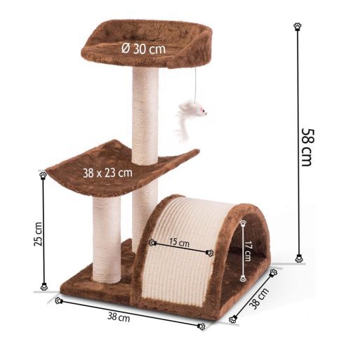 Karcolóoszlop, macskaház 58 cm DR-254 barna Pethaus