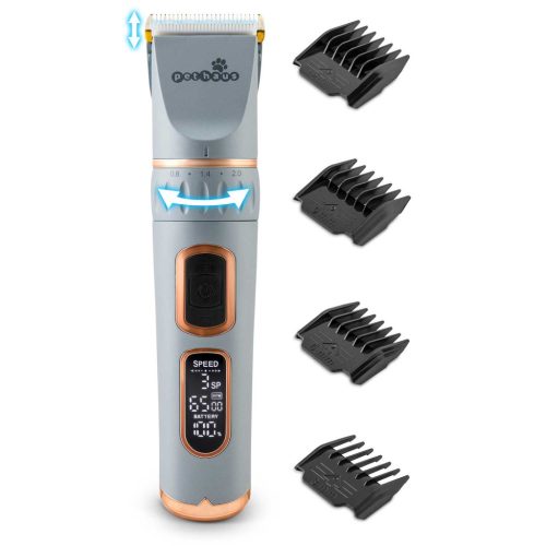 Kisállat Nyírógép kiegészítőkkel, erőteljes motor, 3200 mAh, 5 óra üzemidő, szürke - Pethaus PH-100