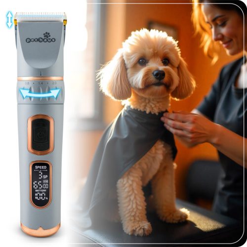 Kisállat Nyírógép kiegészítőkkel, erőteljes motor, 3200 mAh, 5 óra üzemidő, szürke - Pethaus PH-100