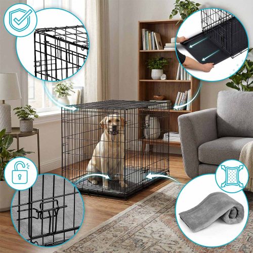 Fém kutyakennel ketrec + ágy 107 x 71 x 77 cm PH-202