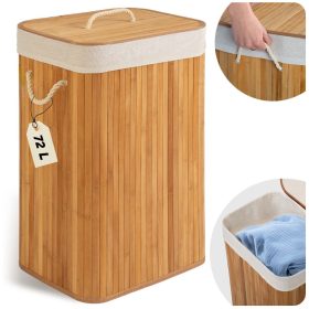 Bambusz szennyeskosár fedéllel 72 l Massido