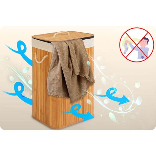 Bambusz szennyeskosár fedéllel 72 l Massido