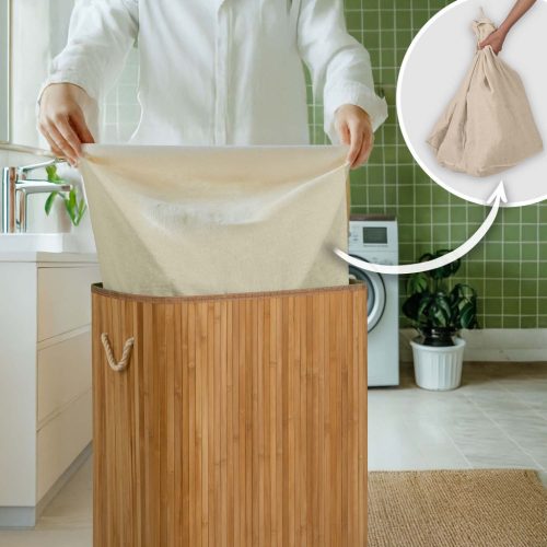 Bambusz szennyeskosár fedéllel 72 l Massido