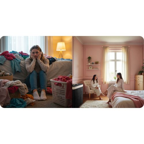 Bambusz szennyeskosár fedéllel 72 l Massido