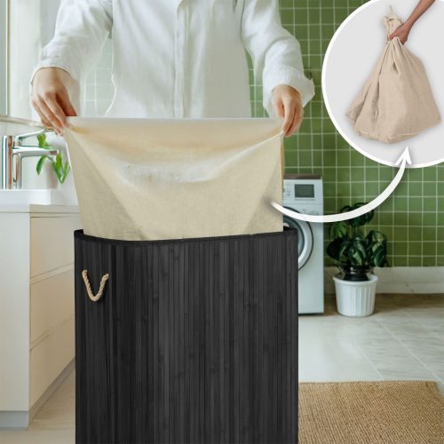 Bambusz szennyeskosár fedéllel 72 l Massido