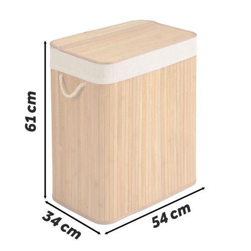 Bambusz szennyeskosár fedéllel 100 l Massido