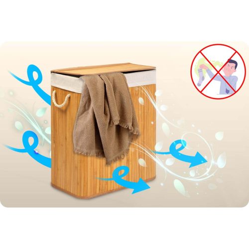 Bambusz szennyeskosár fedéllel 100 l Massido