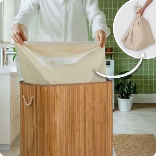 Bambusz szennyeskosár fedéllel 100 l Massido