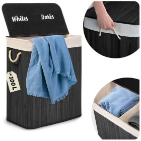 Bambusz szennyeskosár fedéllel 100 l Massido