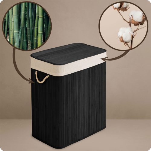 Bambusz szennyeskosár fedéllel 100 l Massido