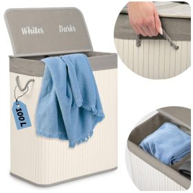 Bambusz szennyeskosár fedéllel 100 l Massido