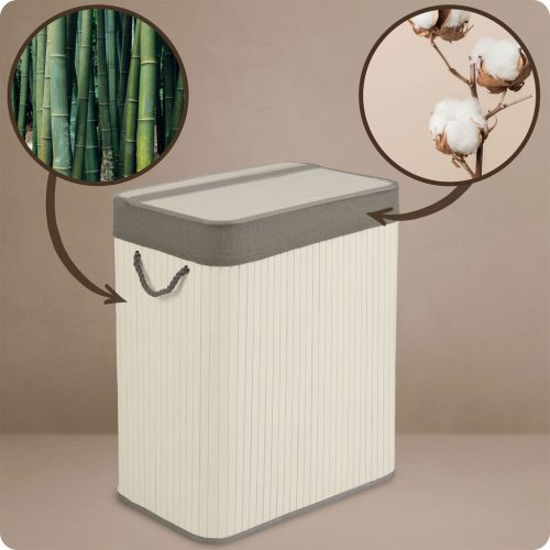 Bambusz szennyeskosár fedéllel 100 l Massido