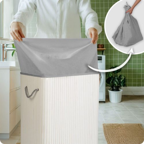 Bambusz szennyeskosár fedéllel 100 l Massido