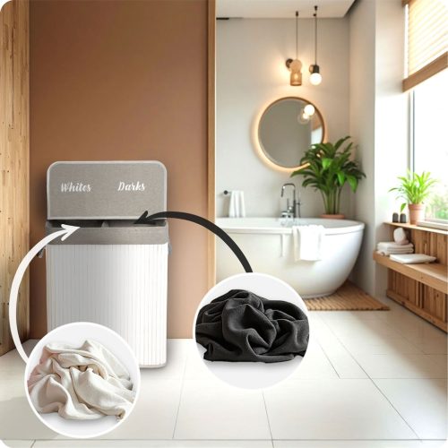 Bambusz szennyeskosár fedéllel 100 l Massido