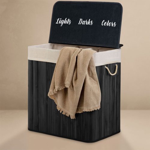 Bambusz szennyeskosár fedéllel 150 l Massido