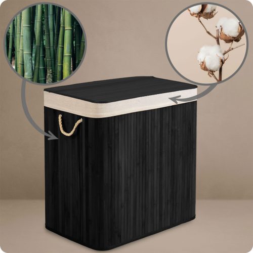 Bambusz szennyeskosár fedéllel 150 l Massido