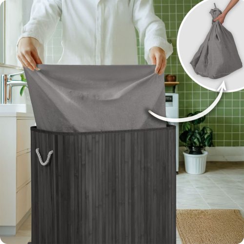 Bambusz szennyeskosár fedéllel 150 l Massido