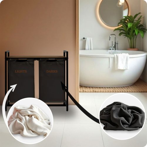 Kétkamrás szennyeskosár 80 l-es Massido vázon