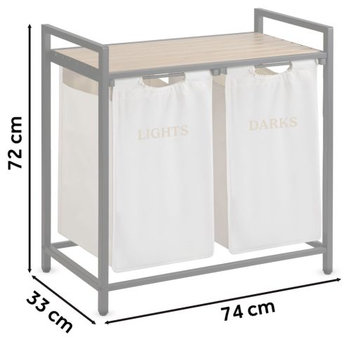 Kétkamrás szennyeskosár 80 l-es Massido vázon