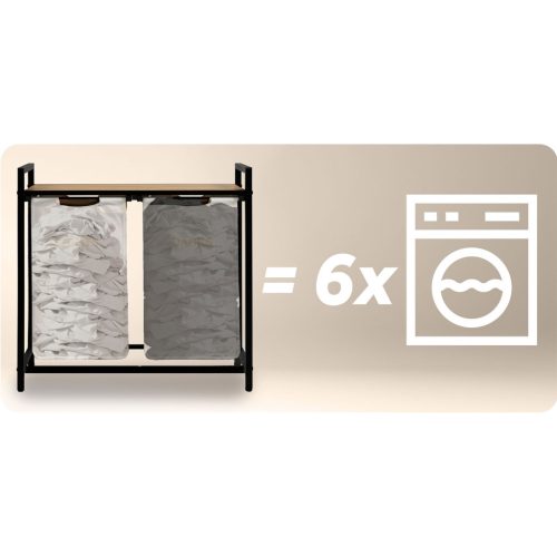 Kétkamrás szennyeskosár 80 l-es Massido vázon