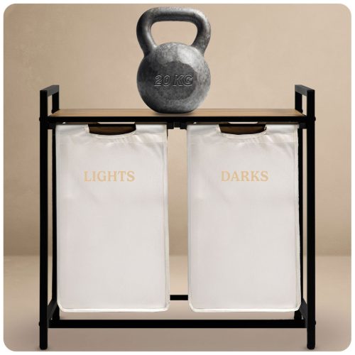 Kétkamrás szennyeskosár 80 l-es Massido vázon