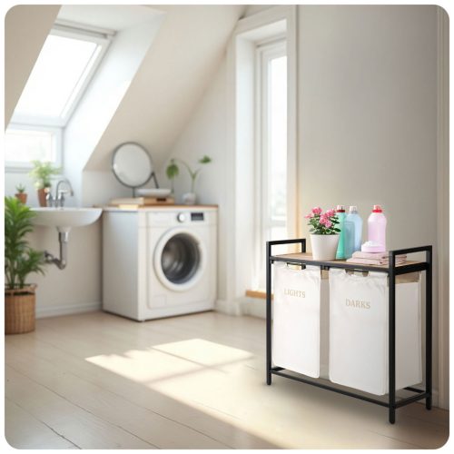 Kétkamrás szennyeskosár 80 l-es Massido vázon