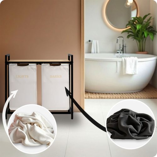 Kétkamrás szennyeskosár 80 l-es Massido vázon