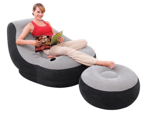 Bársony fotel lábtartóval 130 x 99 x 76 cm INTEX 68564