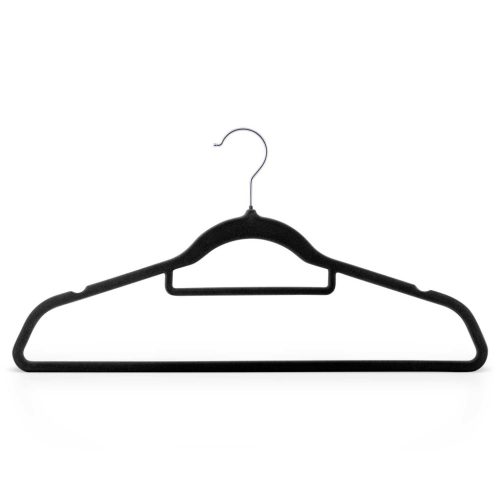 Vállfa, bársonyos ruhaakasztó 20 db-os készlet, csúszásmentes , fekete - MS-859 Massido