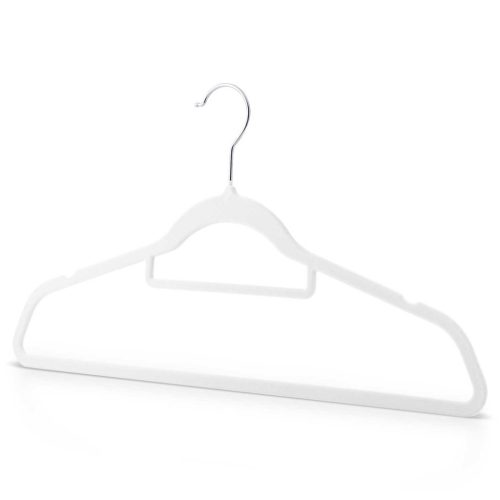 Vállfa, bársonyos ruhaakasztó 20 db-os készlet, csúszásmentes , fehér - MS-859 Massido