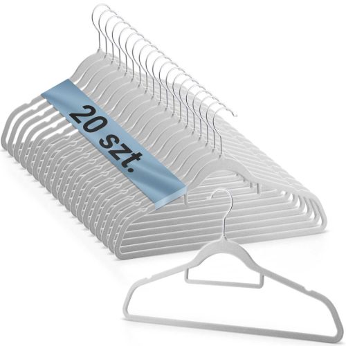 Vállfa, bársonyos ruhaakasztó 20 db-os készlet, csúszásmentes , szürke - MS-859 Massido