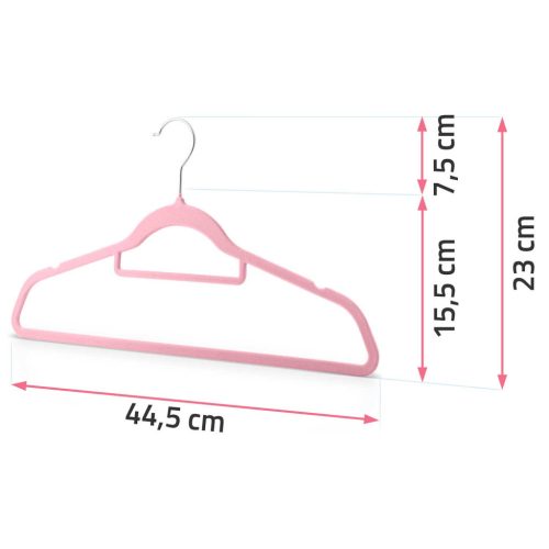 Vállfa, bársonyos ruhaakasztó 20 db-os készlet, csúszásmentes , rózsaszín - MS-859 Massido