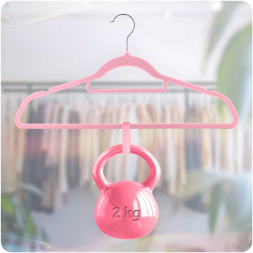 Vállfa, bársonyos ruhaakasztó 20 db-os készlet, csúszásmentes , rózsaszín - MS-859 Massido