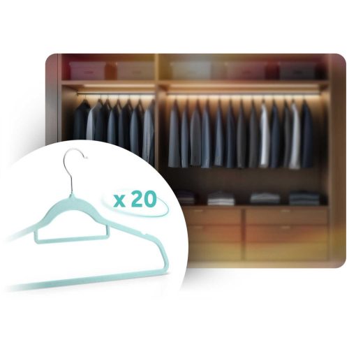 Vállfa, bársonyos ruhaakasztó 20 db-os készlet, csúszásmentes , menta - MS-859 Massido