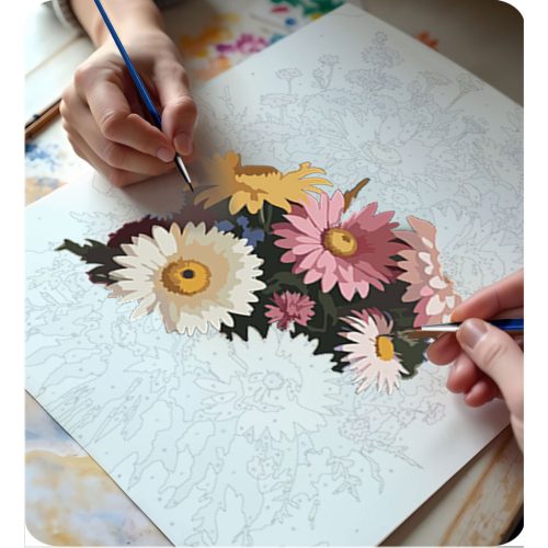 Kép számokkal festéshez 40x50 cm Massido Flowers