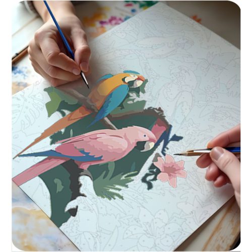 Számokkal festendő kép 40x50 cm Massido Papugi