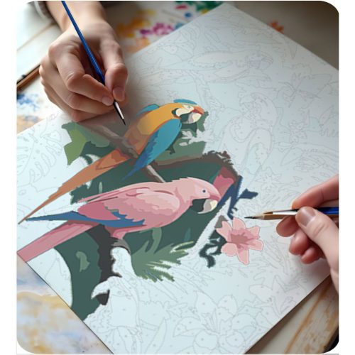 Számokkal festendő kép 40x50 cm Massido Papugi