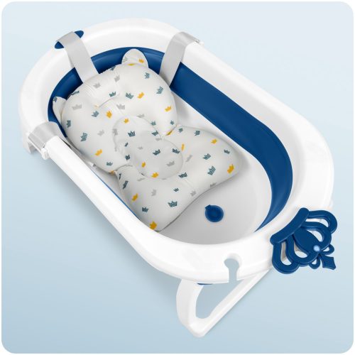 Összecsukható fürdőkád gyerekeknek, csecsemőknek Ricokids RK-286 betéttel, fehér és kék