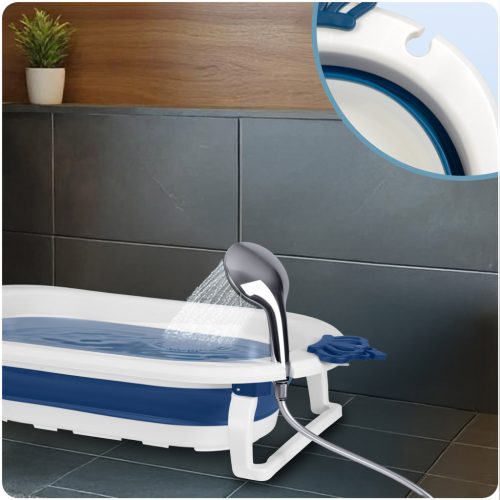 Összecsukható fürdőkád gyerekeknek, csecsemőknek Ricokids RK-286 betéttel, fehér és kék