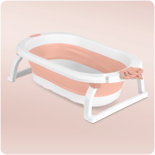 Összecsukható fürdőkád gyerekeknek, csecsemőknek Ricokids RK-286 betéttel, fehér és rózsaszín