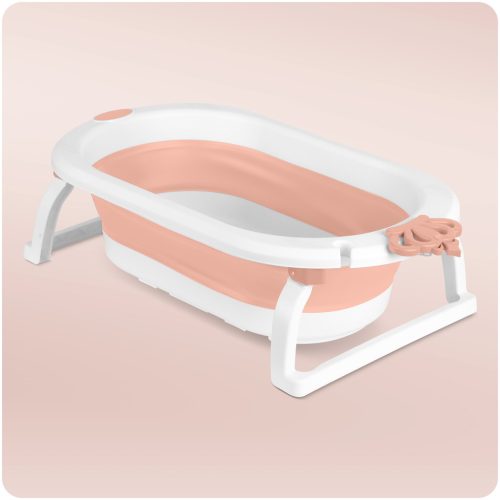 Összecsukható fürdőkád gyerekeknek, csecsemőknek Ricokids RK-286 betéttel, fehér és rózsaszín