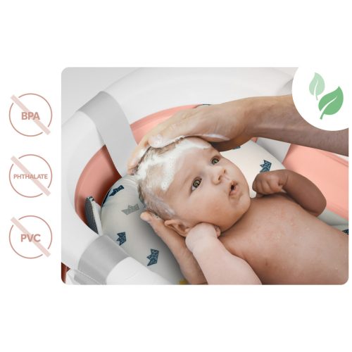 Összecsukható fürdőkád gyerekeknek, csecsemőknek Ricokids RK-286 betéttel, fehér és rózsaszín