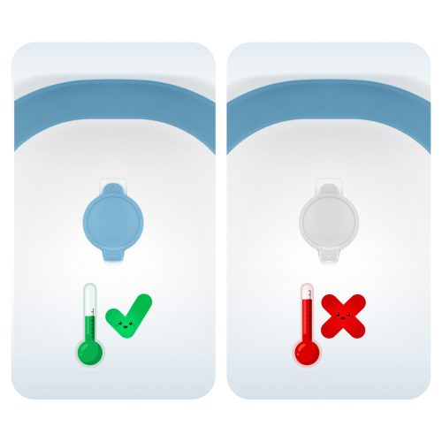 Összecsukható fürdőkád gyerekeknek, csecsemőknek hőmérővel és betéttel RK-287 fehér és kék