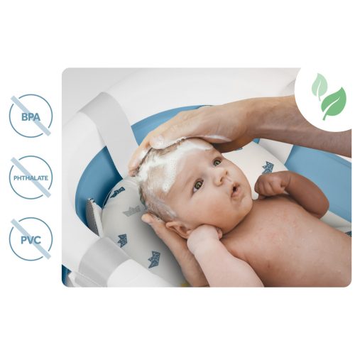 Összecsukható fürdőkád gyerekeknek, csecsemőknek kerettel, hőmérővel és betéttel Ricokids RK-287 fehér és kék