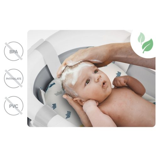 Összecsukható fürdőkád gyerekeknek, csecsemőknek kerettel, hőmérővel és betéttel Ricokids RK-287 fehér és szürke-A