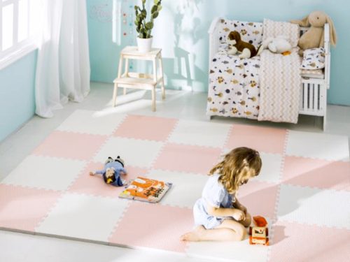 Ricokids nagy habszivacs kirakószőnyeg 60x60 cm 4 db. őszibarack és fehér